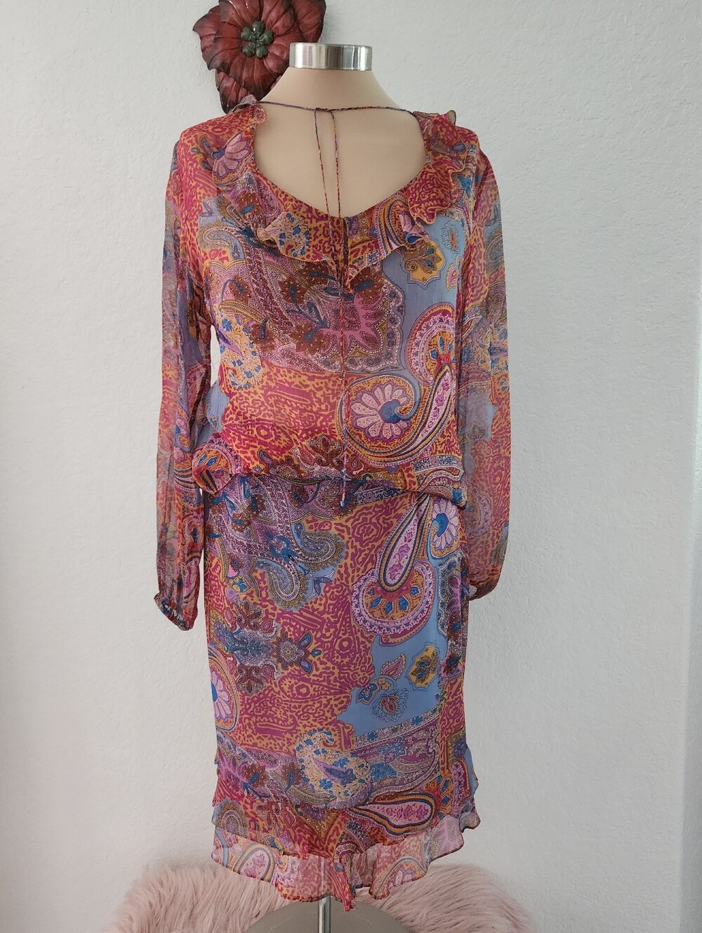 EDWARD | Women’s Paisley Ruffle Long-Sleeve Top And Skirt